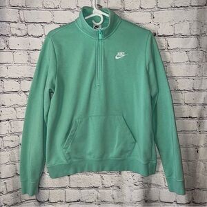 Nike Women's Sportswear Club Fleece 1/4-Zip Sweatshirt Green/White Size Medium